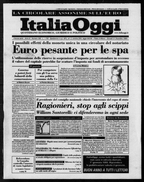 Italia oggi : quotidiano di economia finanza e politica